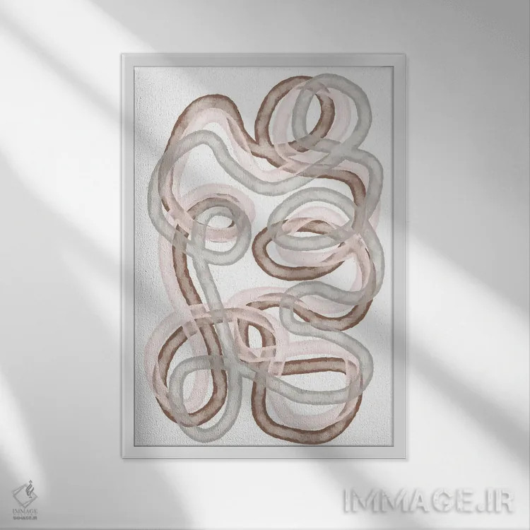 تابلو مینیمال راه های موکا انتزاعی اثر مارتینا پاولوا - نمای قابدار سفید