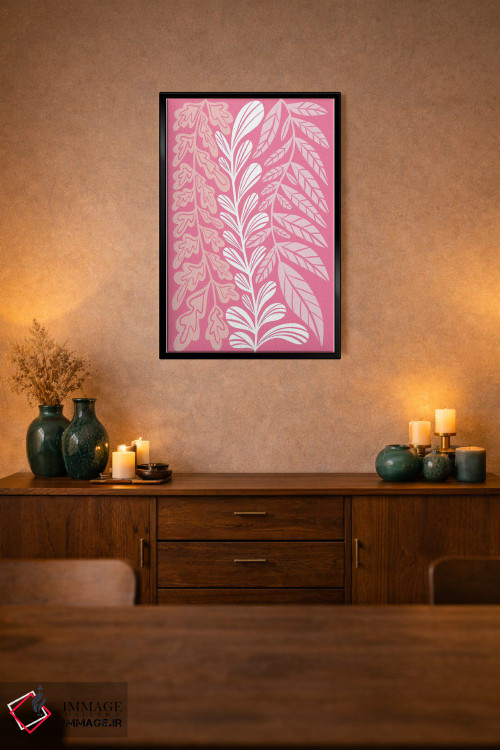 تابلو مینیمال گیاهان بلند صورتی اثر مارتینا پاولوا - D2B