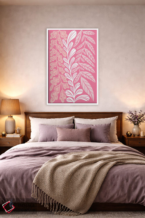 تابلو مینیمال گیاهان بلند صورتی اثر مارتینا پاولوا - D5W