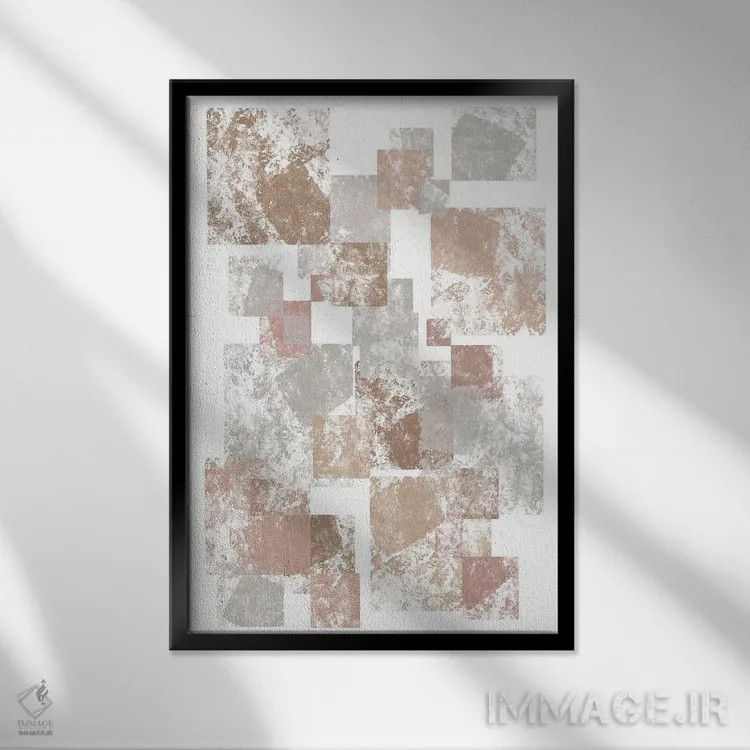 تابلو مینیمال مکعب های موکا اثر مارتینا پاولوا - نمای قابدار مشکی