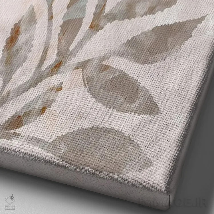 تابلو مینیمال برگ های موکا اثر مارتینا پاولوا - نمای نزدیک بافت بوم