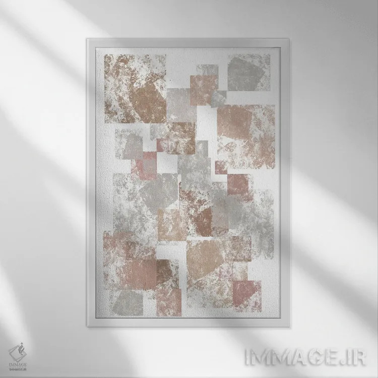 تابلو مینیمال مکعب های موکا اثر مارتینا پاولوا - نمای قابدار سفید