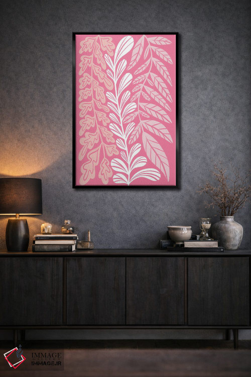 تابلو مینیمال گیاهان بلند صورتی اثر مارتینا پاولوا - D4B