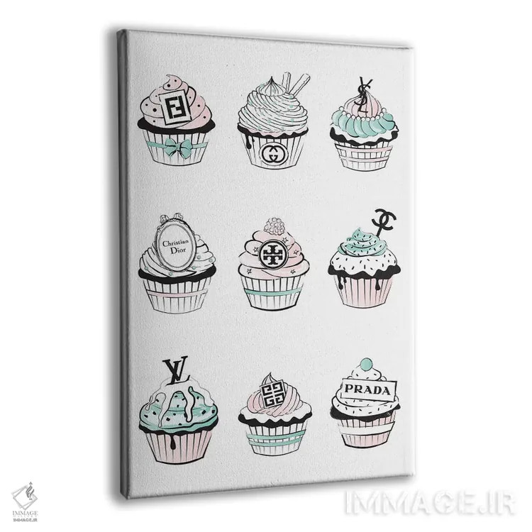 تابلو دکوراتیو کاپ کیک های طراحی شده اثر مارتینا پاولوا - نمای پرسپکتیو محصول