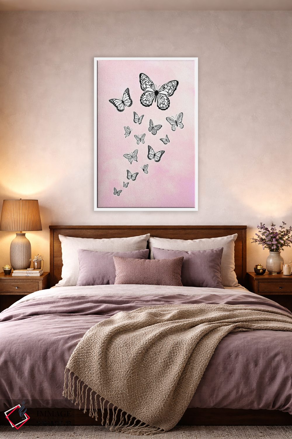 تابلو دکوراتیو پروانه های کوچک صورتی اثر مارتینا پاولوا - D2W