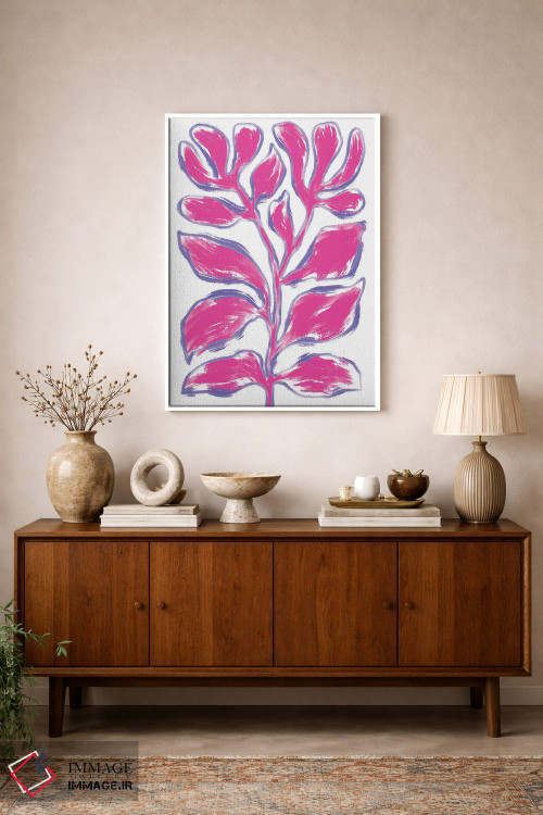 تابلو مینیمال گیاه نقاشی انتزاعی صورتی اثر مارتینا پاولوا - D1W