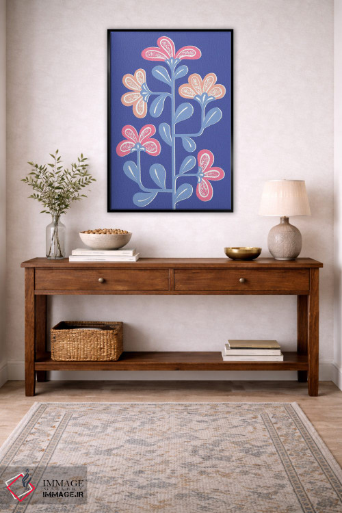 تابلو مینیمال گل مردمی آبی در حال رشد اثر مارتینا پاولوا - D4B