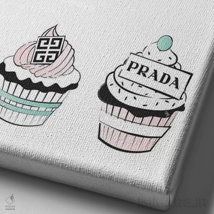 تابلو دکوراتیو کاپ کیک های طراحی شده اثر مارتینا پاولوا - نمای نزدیک بافت بوم