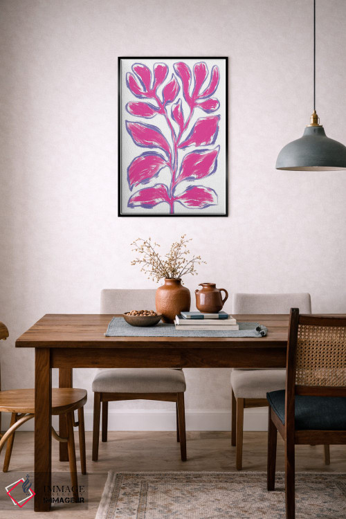 تابلو مینیمال گیاه نقاشی انتزاعی صورتی اثر مارتینا پاولوا - D5B