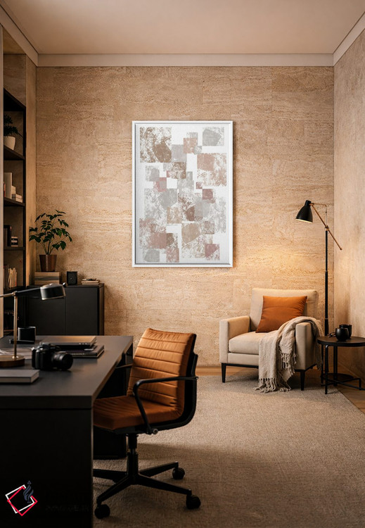 تابلو مینیمال مکعب های موکا اثر مارتینا پاولوا - D6W