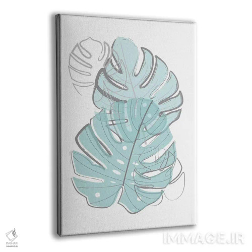 تابلو مینیمال برگ های آبی اثر مارتینا پاولوا - نمای پرسپکتیو محصول