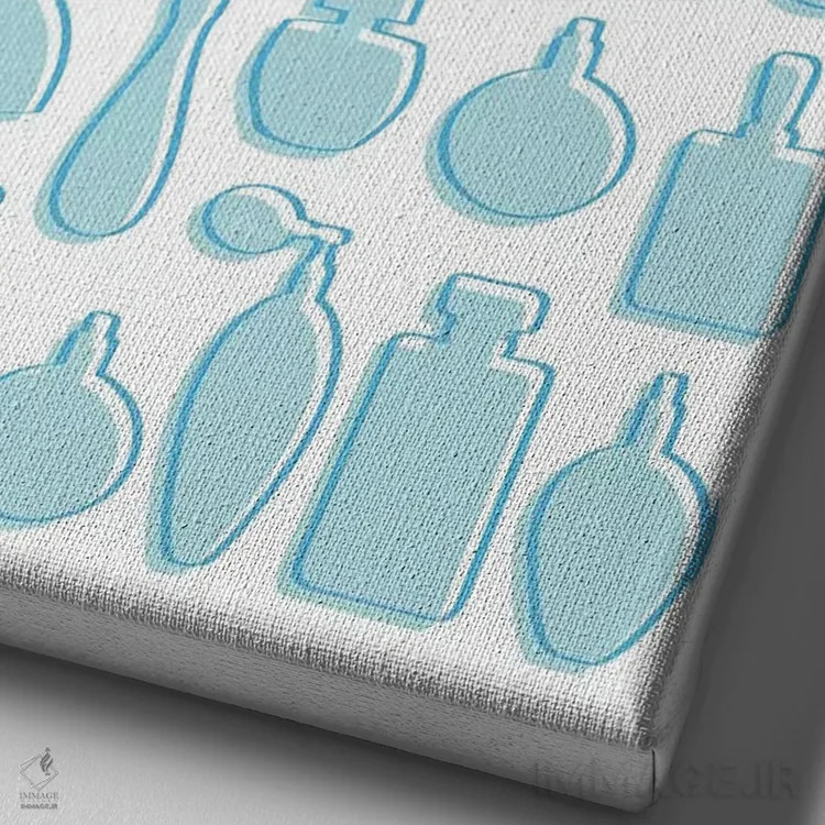 تابلو مینیمال عطرهای آبی اثر مارتینا پاولوا - نمای نزدیک بافت بوم