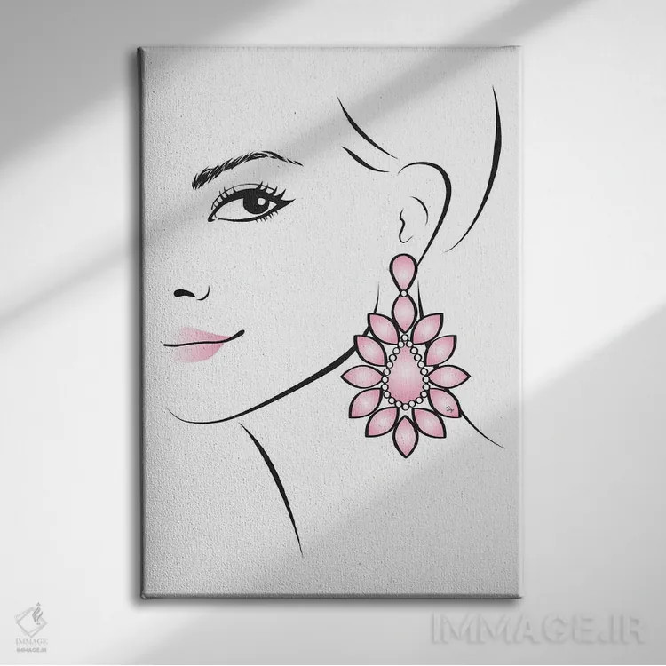 تابلو مینیمال گوشواره اثر مارتینا پاولوا - نمای روبهرو روی دیوار