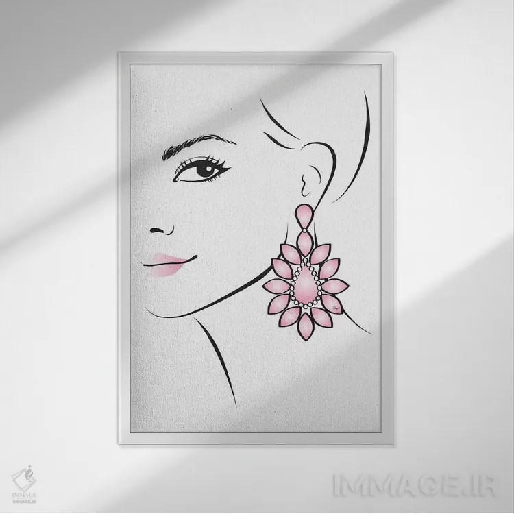 تابلو مینیمال گوشواره اثر مارتینا پاولوا - نمای قابدار سفید