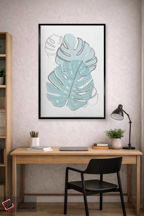 تابلو مینیمال برگ های آبی اثر مارتینا پاولوا - D2B