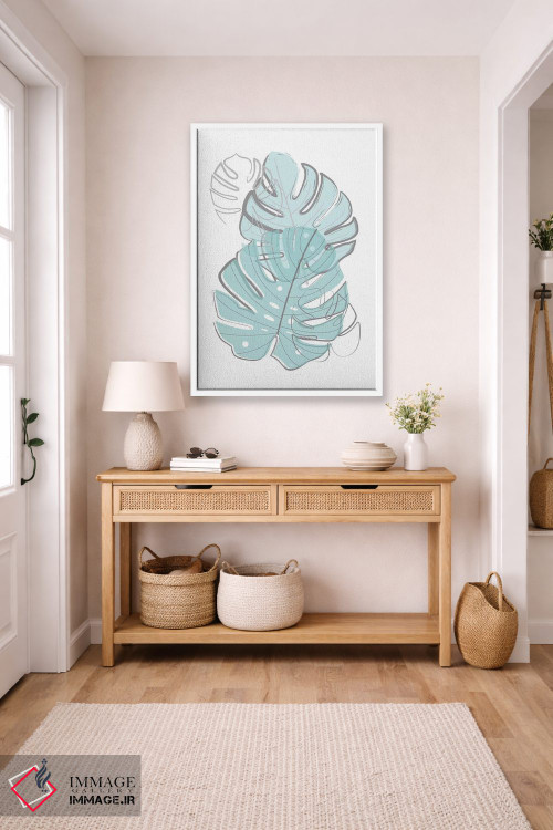تابلو مینیمال برگ های آبی اثر مارتینا پاولوا - D4W