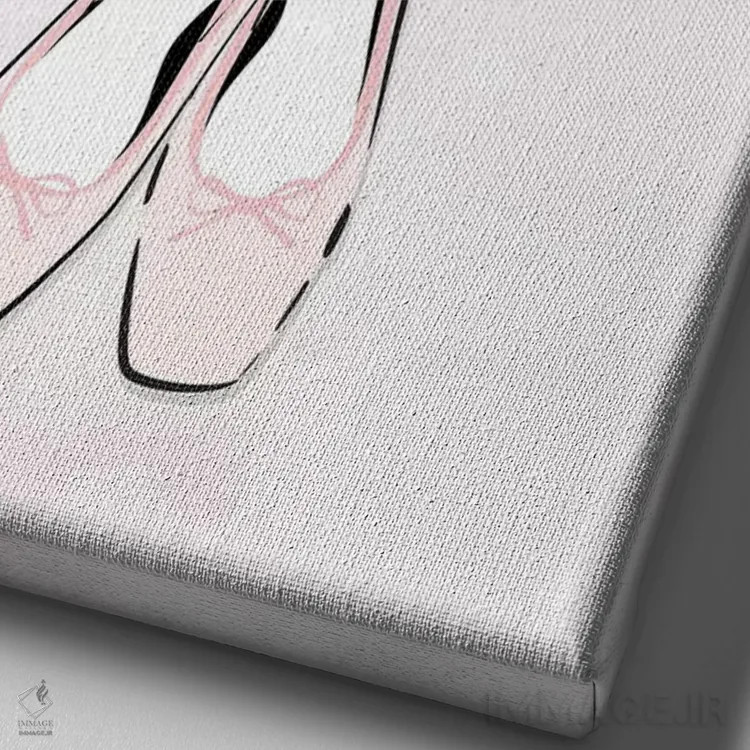 تابلو مینیمال کفش باله اثر مارتینا پاولوا - نمای نزدیک بافت بوم