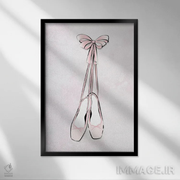 تابلو مینیمال کفش باله اثر مارتینا پاولوا - نمای قابدار مشکی