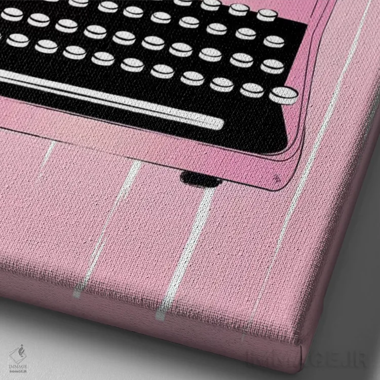 تابلو دکوراتیو دستگاه تایپ گل دار اثر مارتینا پاولوا - نمای نزدیک بافت بوم