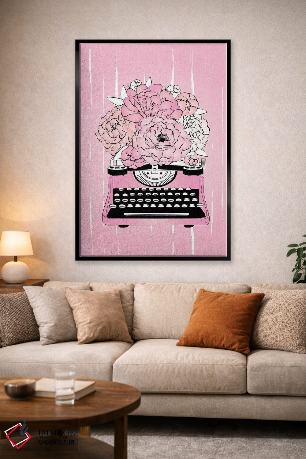 تابلو دکوراتیو دستگاه تایپ گل دار اثر مارتینا پاولوا - D1B