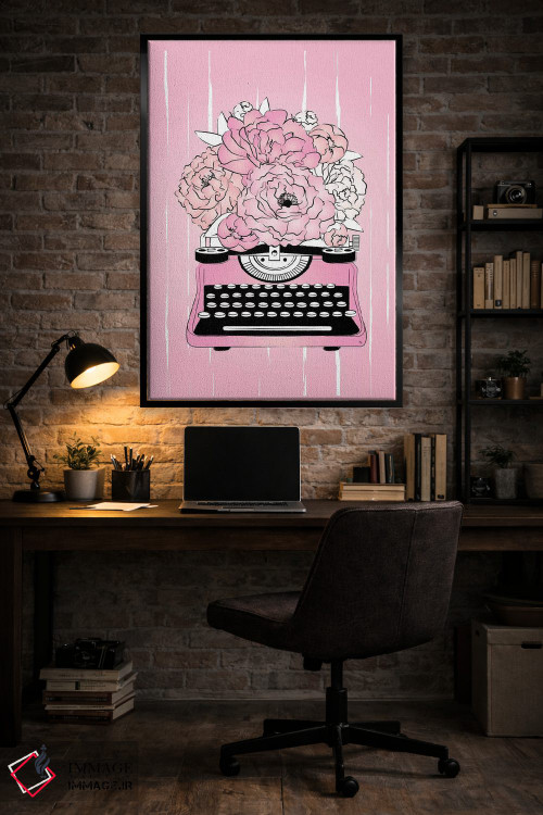 تابلو دکوراتیو دستگاه تایپ گل دار اثر مارتینا پاولوا - D5B