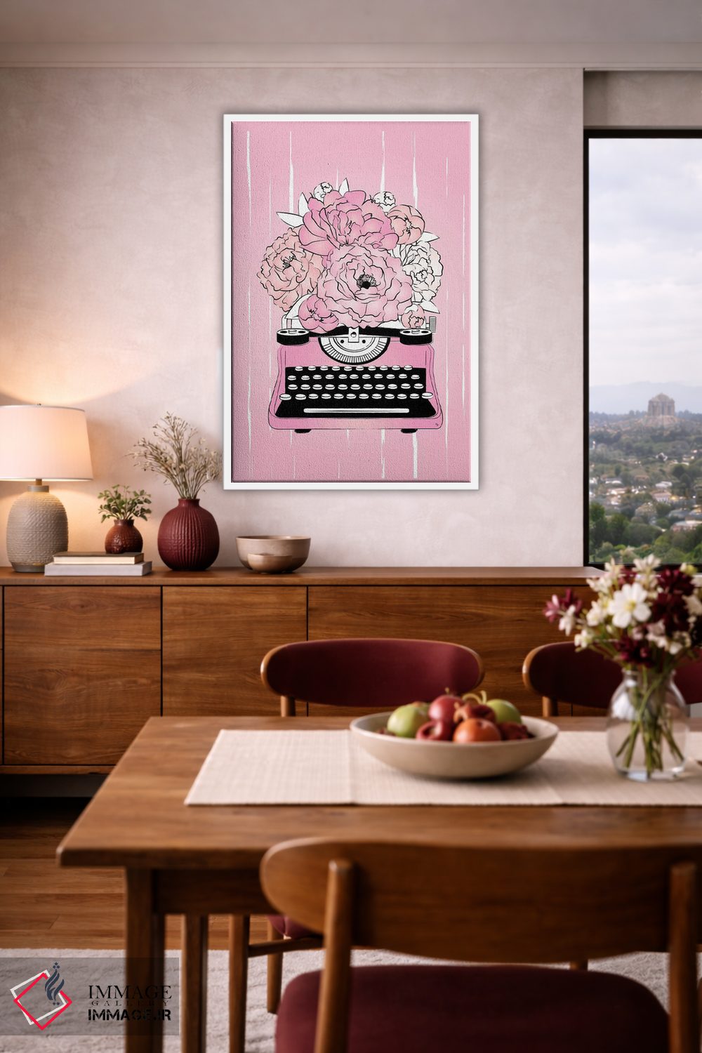 تابلو دکوراتیو دستگاه تایپ گل دار اثر مارتینا پاولوا - D4W