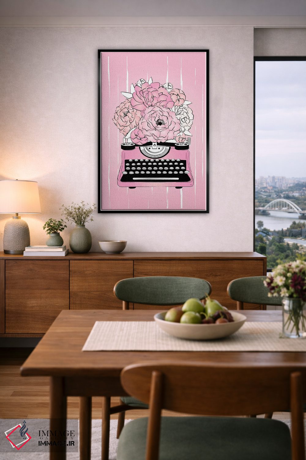 تابلو دکوراتیو دستگاه تایپ گل دار اثر مارتینا پاولوا - D6B