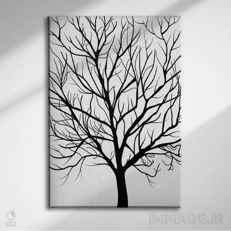 تابلو مینیمال درخت زمستانی اثر مارتینا پاولوا - نمای روبهرو روی دیوار
