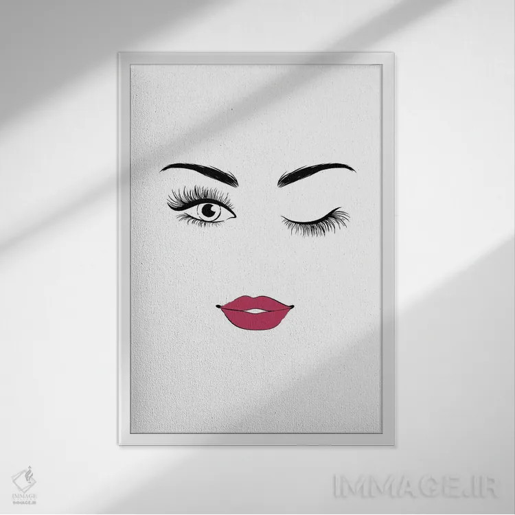 تابلو مینیمال چشمک اثر مارتینا پاولوا - نمای قابدار سفید