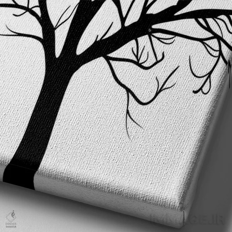 تابلو مینیمال درخت زمستانی اثر مارتینا پاولوا - نمای نزدیک بافت بوم