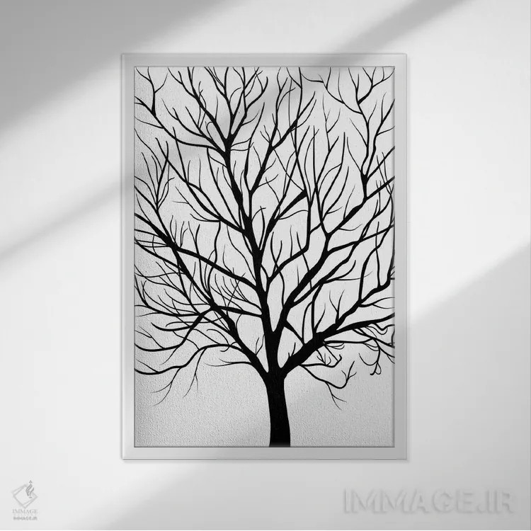 تابلو مینیمال درخت زمستانی اثر مارتینا پاولوا - نمای قابدار سفید
