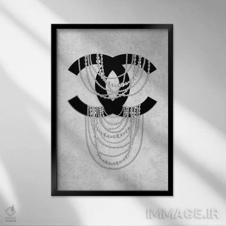 تابلو دکوراتیو مرواریدهای خاکستری اثر مارتینا پاولوا - نمای قابدار مشکی