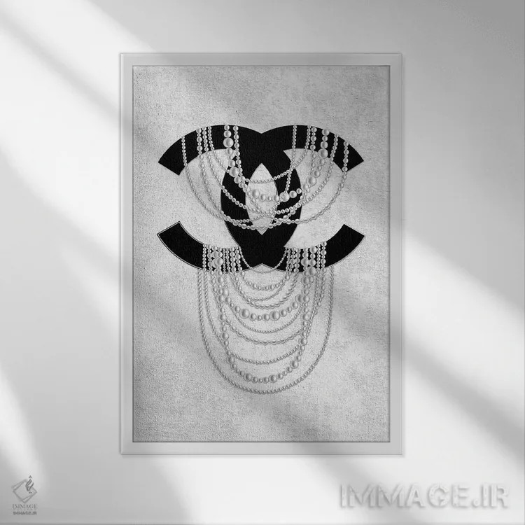 تابلو دکوراتیو مرواریدهای خاکستری اثر مارتینا پاولوا - نمای قابدار سفید