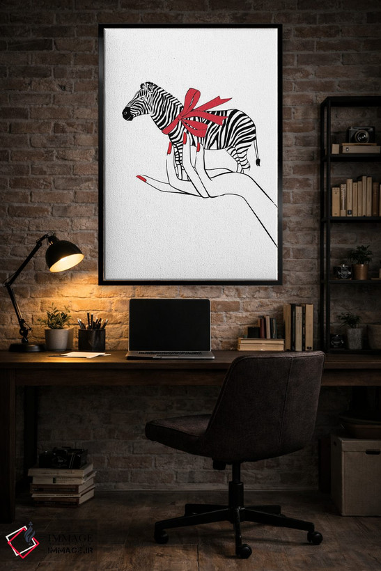 تابلو دکوراتیو در آغوش گرفتن گورخر اثر مارتینا پاولوا - D6B