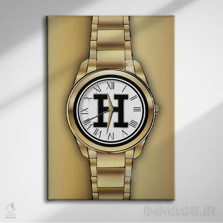تابلو دکوراتیو ساعت هرمس اثر مارتینا پاولوا - نمای روبهرو روی دیوار