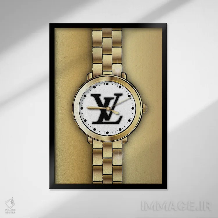 تابلو دکوراتیو ساعت لوی ویتون اثر مارتینا پاولوا - نمای قابدار مشکی