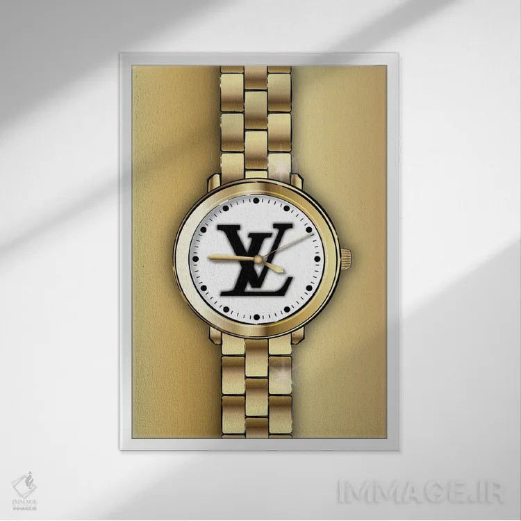 تابلو دکوراتیو ساعت لوی ویتون اثر مارتینا پاولوا - نمای قابدار سفید