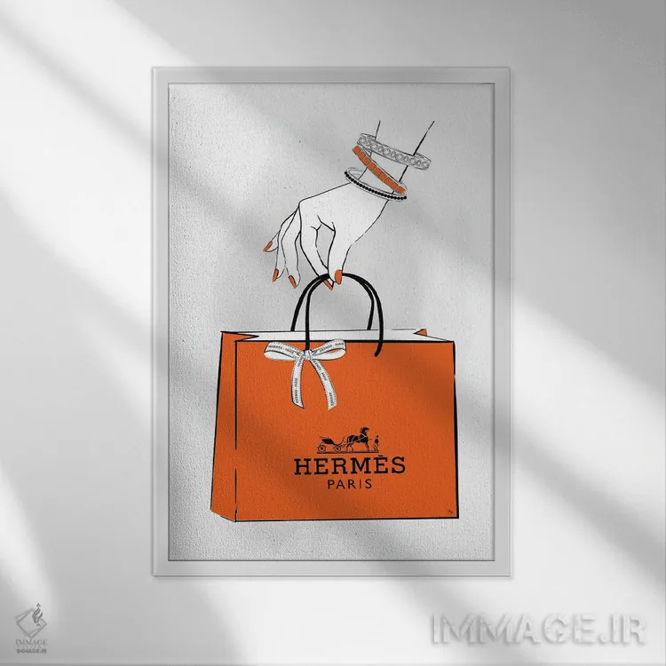 تابلو دکوراتیو دست هرمس اثر مارتینا پاولوا - نمای قابدار سفید