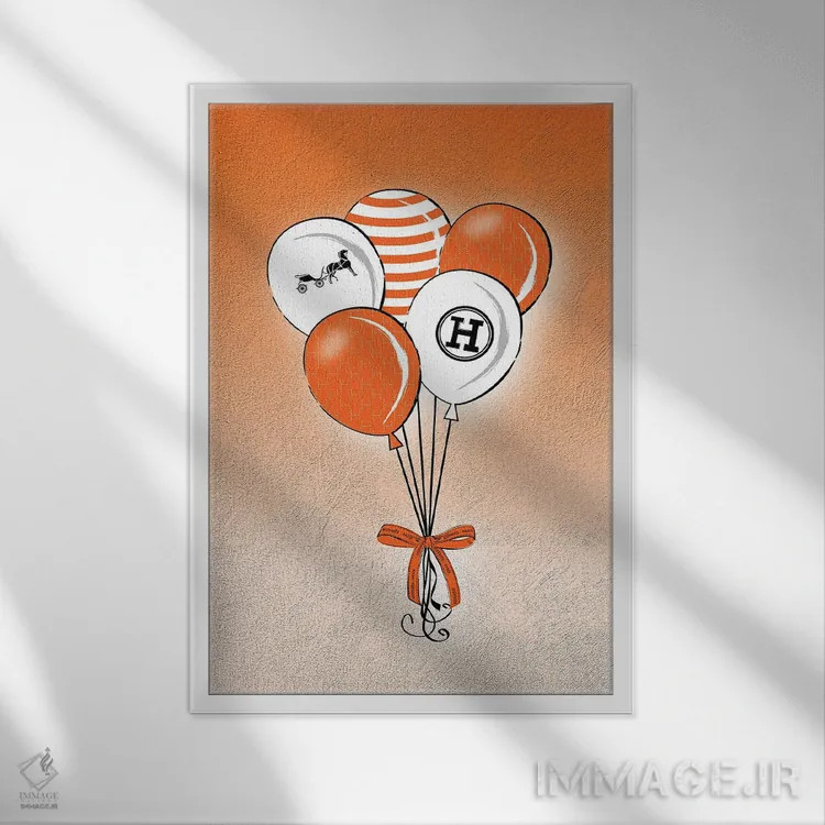 تابلو دکوراتیو بادکنک های هرمس اثر مارتینا پاولوا - نمای قابدار سفید