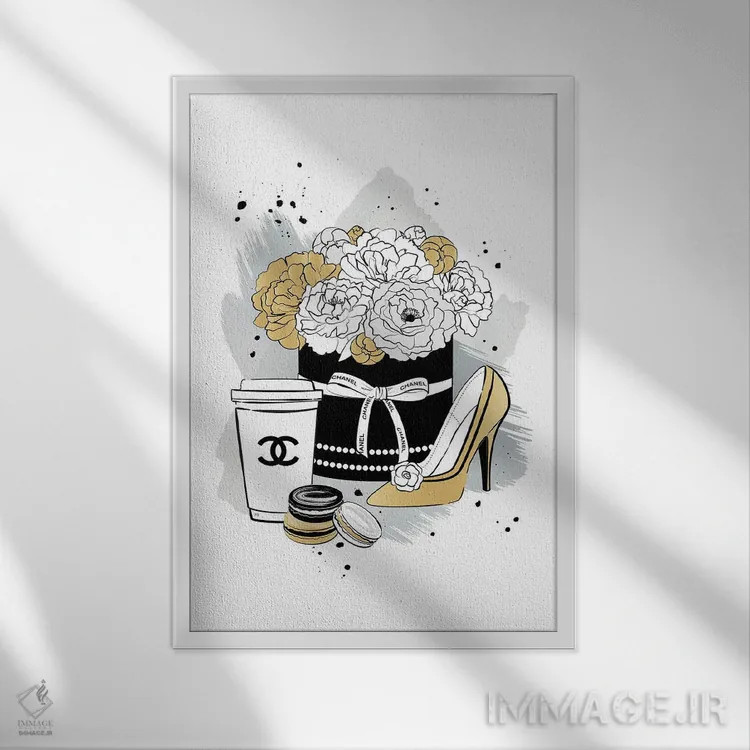 تابلو دکوراتیو رمانس شانل اثر مارتینا پاولوا - نمای قابدار سفید