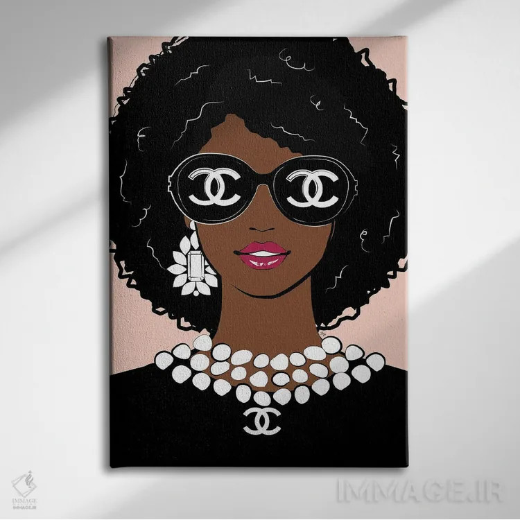 تابلو دکوراتیو خانم مد لوکس اثر مارتینا پاولوا - نمای روبهرو روی دیوار