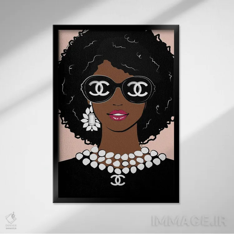 تابلو دکوراتیو خانم مد لوکس اثر مارتینا پاولوا - نمای قابدار مشکی