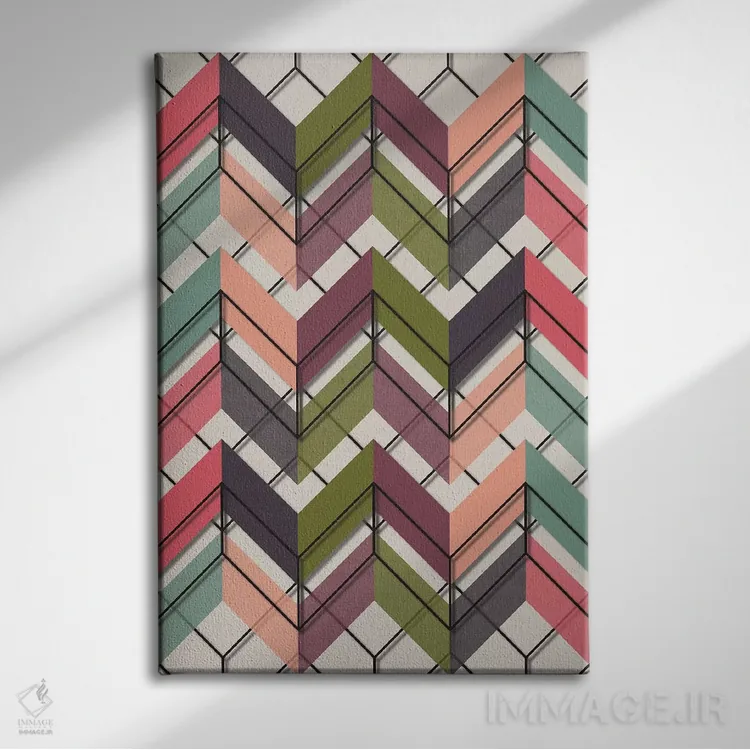 تابلو انتزاعی پرکردن و خط کشی ۵ اثر سوزانا پاز - نمای روبهرو روی دیوار