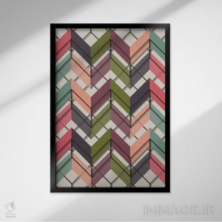 تابلو انتزاعی پرکردن و خط کشی ۵ اثر سوزانا پاز - نمای قابدار مشکی