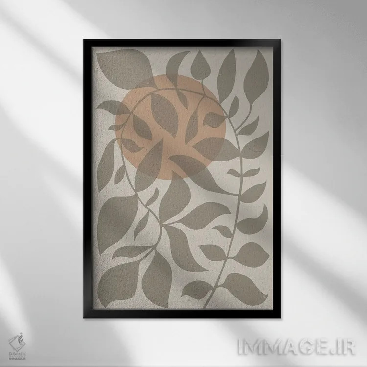 تابلو انتزاعی گیاه طلوع آفتاب اثر مارتینا پاولوا - نمای قابدار مشکی