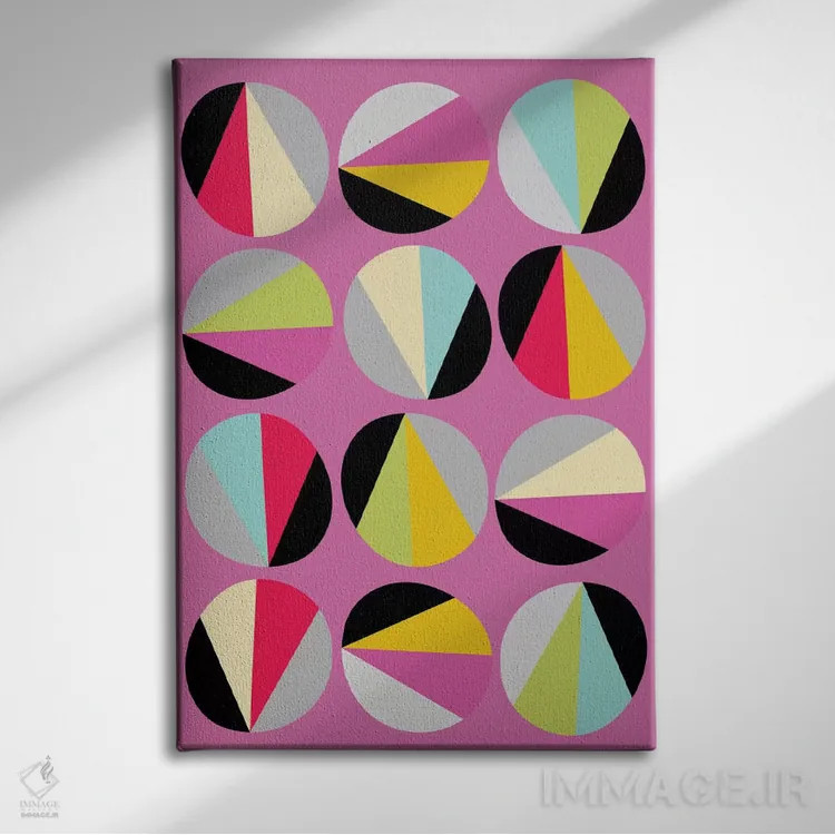 تابلو انتزاعی بازی دایره ها ۳ اثر سوزانا پاز - نمای روبهرو روی دیوار
