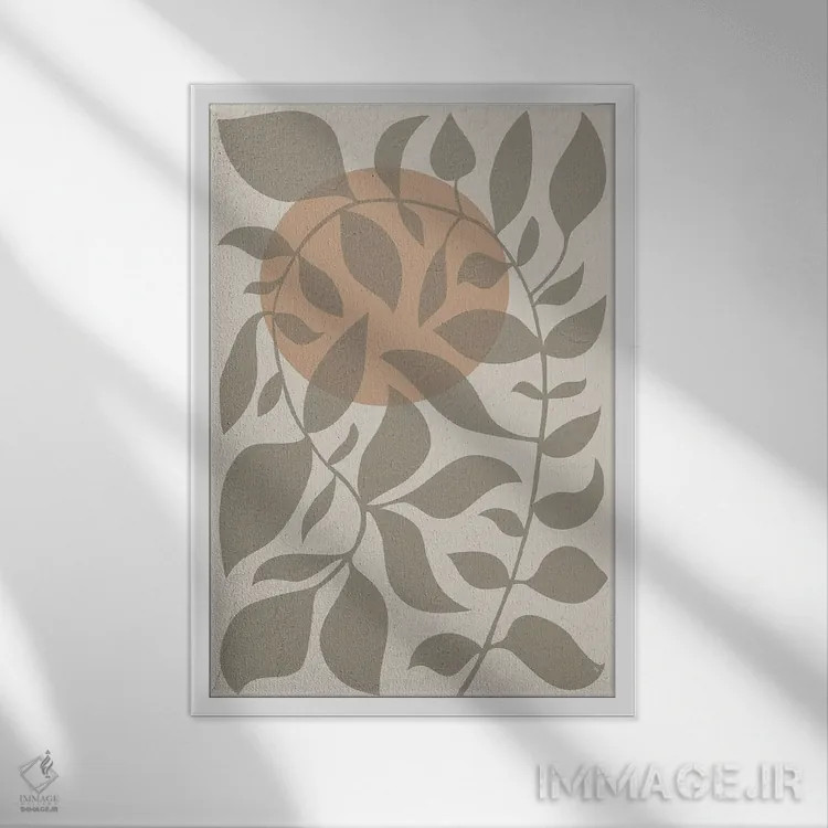 تابلو انتزاعی گیاه طلوع آفتاب اثر مارتینا پاولوا - نمای قابدار سفید