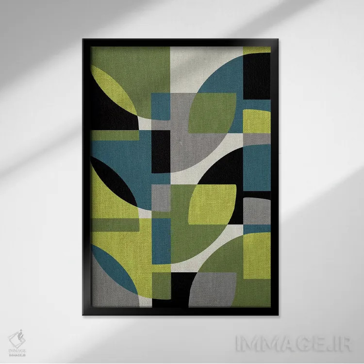 تابلو انتزاعی تکه ها ۴ اثر سوزانا پاز - نمای قابدار مشکی