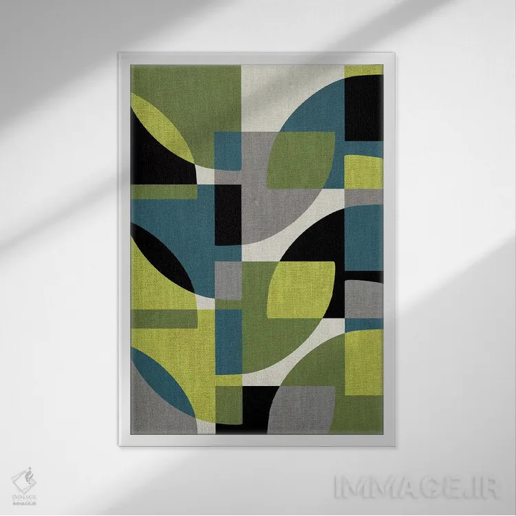 تابلو انتزاعی تکه ها ۴ اثر سوزانا پاز - نمای قابدار سفید