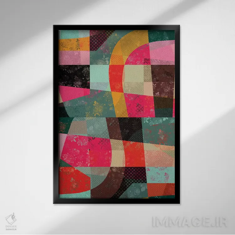 تابلو انتزاعی تکه ها ۱۰ اثر سوزانا پاز - نمای قابدار مشکی